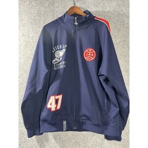 VTG LRG Lifted Research Group Catch Up X Country Track Jacket Navy Zip Sz XL Y2K